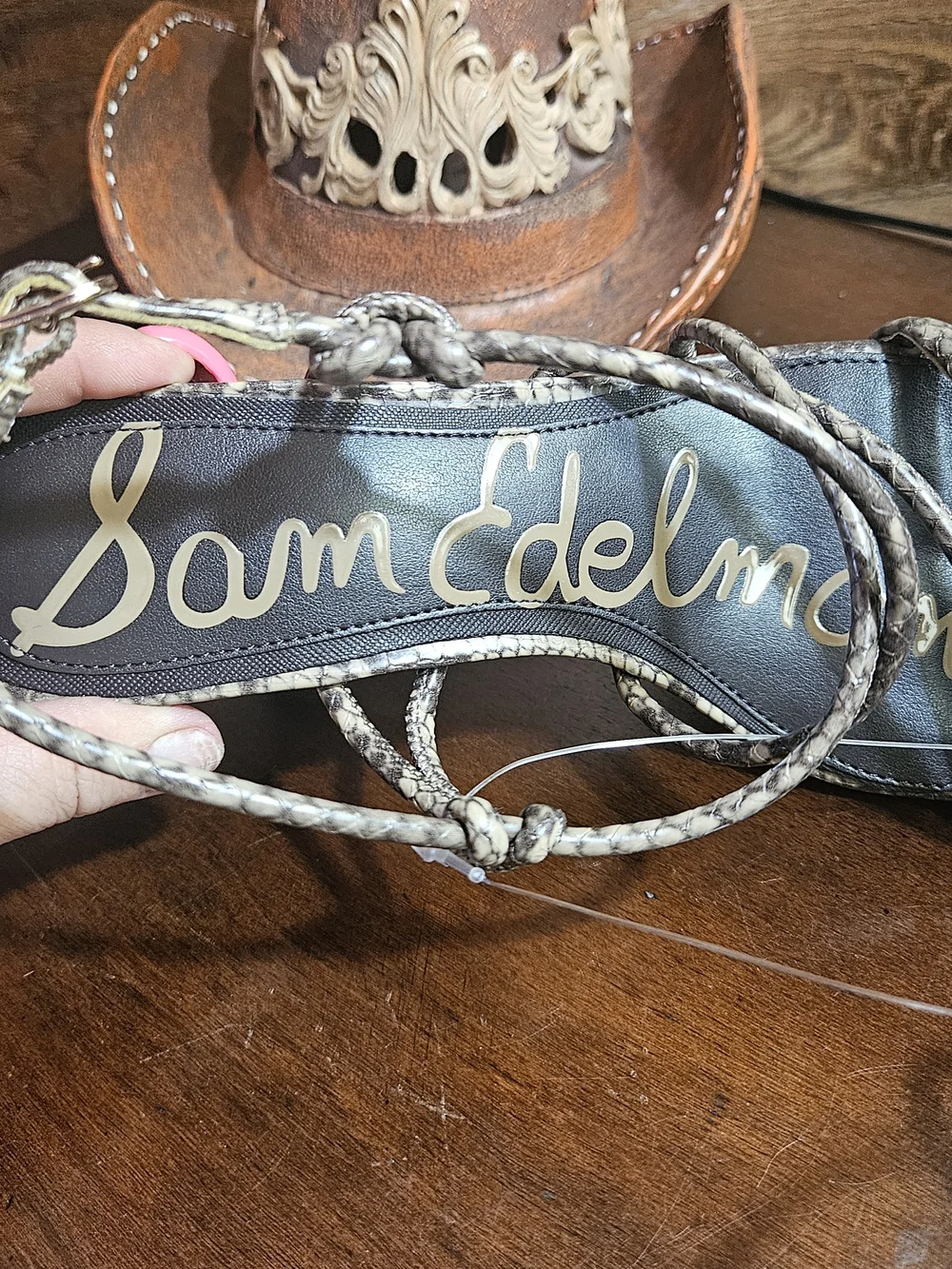 Sam Edelman Brown Snakeskin Strappy Heeled Sandals